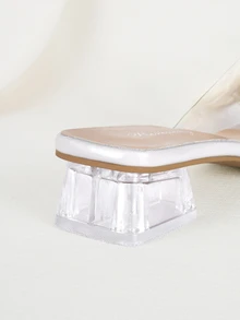 Clariva Giày cao gót nữ mới mùa hè 2025, Giày sandal thời trang, Giày sandal xỏ ngón, Giày sandal đế thô cho nữ, Dép đi trong nhà ngày lễ cho nữ - Màu be - Xem 2