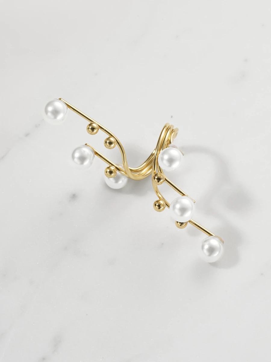 Clariva Faux Pearl Decor Wrap Ring - White - View 1
