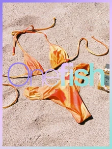 Onefish 2件套女士比基尼泳装花卉印花时尚休闲夏季海滩度假，女士比基尼套装，女士度假服装，女士泳衣，夏季，女士夏季套装，女士沙滩比基尼2026夏季款，夏季服装，沙滩装。 - 橘色 - 查看 1