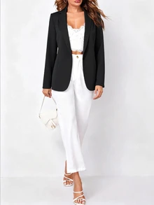 European & American New Autumn/Winter Fashion Elegant Lapel Single-Button Fitted Women's Blazer