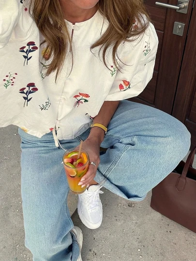 Women's Summer Casual Vacation Printed Short-Sleeve Shirt Top,Beach Outfits For Women