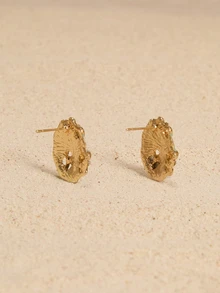 Tropiscape 1 Pair Exquisite French Retro Glazed Floral Exaggerated Earrings, Aphrodite Garden, Niche High-End Vacation Style Earrings, Blue Hollow Flower Stud Earrings