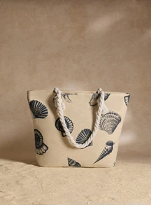 Tropiscape Bolso de mano de gran capacidad con estampado de conchas y estrellas de mar, bolso escolar, gran capacidad, portátil, para adolescentes, mujeres, estudiantes universitarios, trabajadores de cuello blanco, perfecto para el trabajo, vuelta al colegio, escuela secundaria, universidad, vacaciones, estilo cottage, atuendo de verano - Azul y blanco - Ver 4