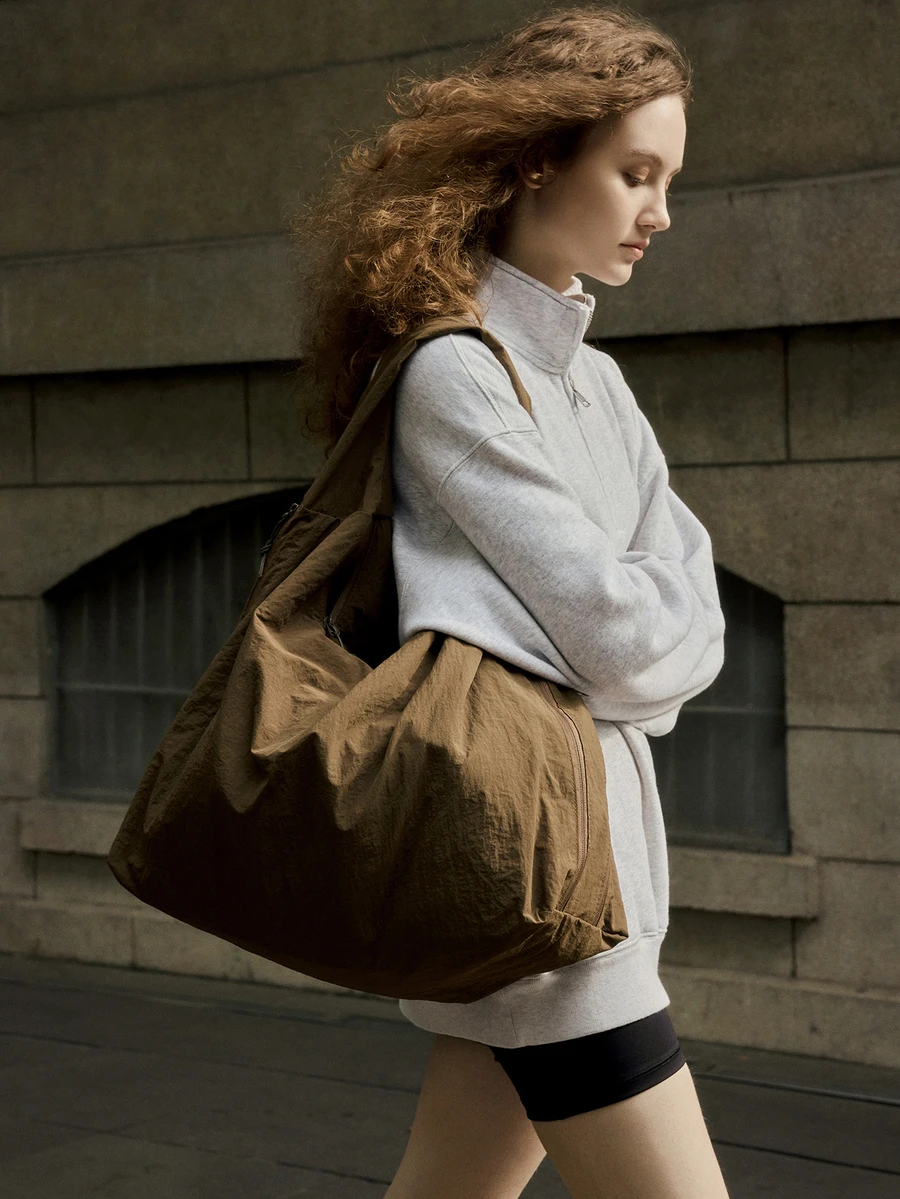 Hatastic Fashionable Solid Color High-Quality Large Capacity Multi Pocket Underarm Tote Bag, Christmas Gift - Coffee Brown - View 1