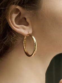 Chunky Gold Hoop Earrings For Women Thick Hoop Earrings Hypoallergenic Gold Hoops Earrings For Women Music Fest - 18k Gold Plated - View 4