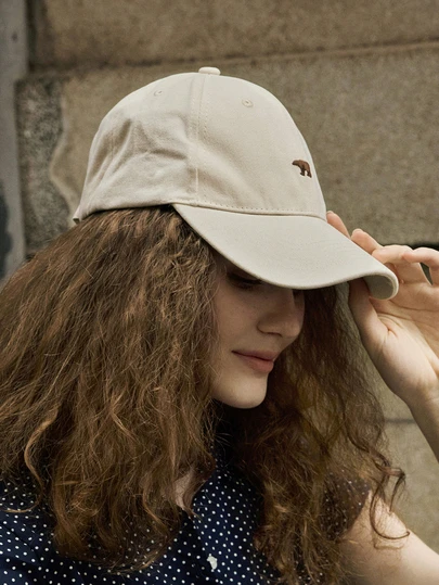 Hatastic 1pc Men's Solid Color Bear Embroidery Vintage Fashionable Baseball Cap Casual