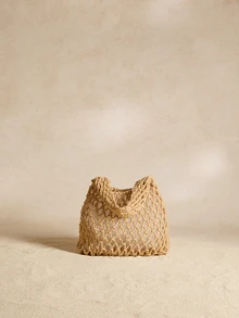 Tropiscape 1 件套涤纶线钩网眼底多色纯色绳针织手提包菱形轻便便携大容量可爱、卡哇伊时尚被子包沙滩包与女士度假服装完美搭配，女士最热门沙滩包，沙滩必需品，沙滩必需品，沙滩物品和夏季必需品，最新假日包 - 卡其色 - 查看 7