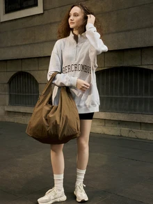 Hatastic Fashionable Solid Color High-Quality Large Capacity Multi Pocket Underarm Tote Bag, Christmas Gift - Coffee Brown - View 2