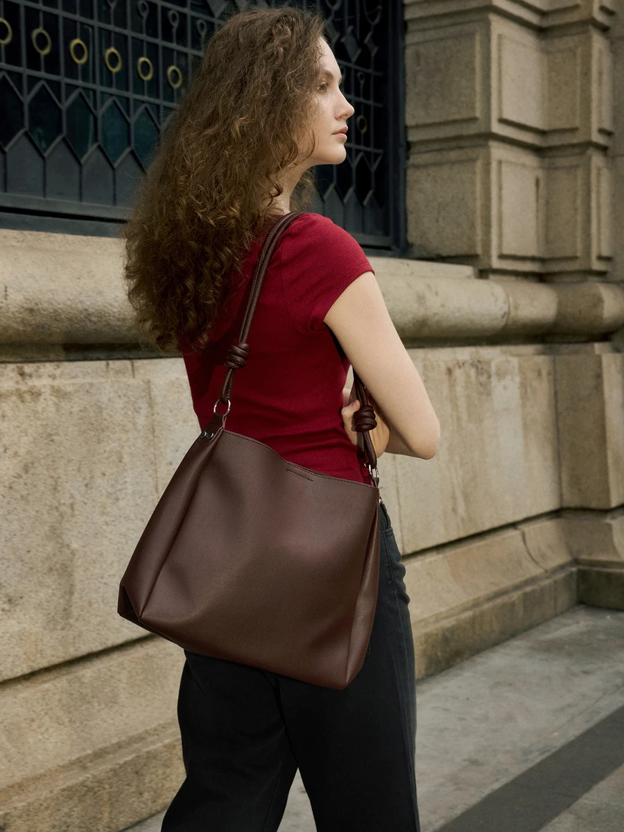 Hatastic Light Luxury New PU Fashion Design High-End Tote Bag Music Fest - Coffee - View 1