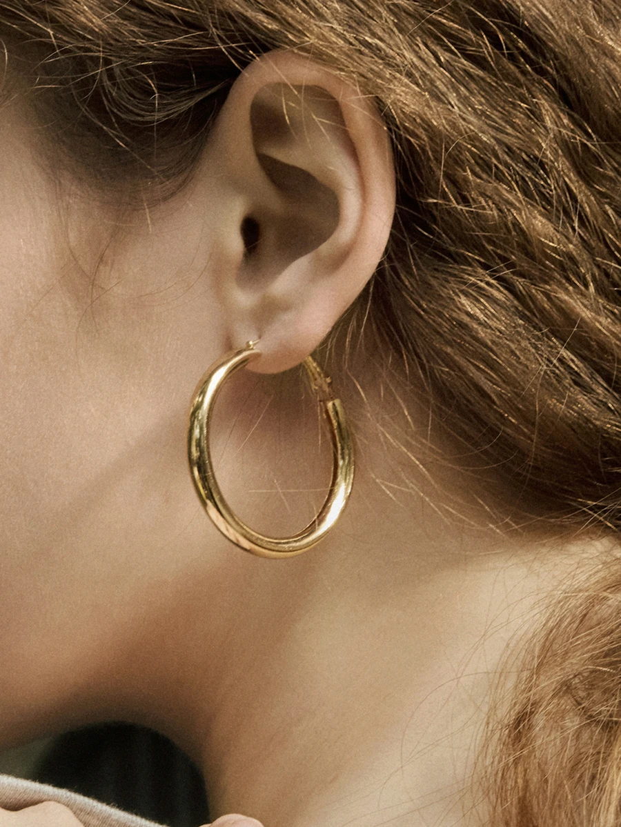 Chunky Gold Hoop Earrings For Women Thick Hoop Earrings Hypoallergenic Gold Hoops Earrings For Women Music Fest - 18k Gold Plated - View 1
