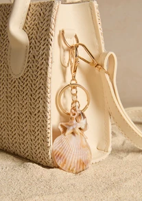 Tropiscape 1 pieza Llavero unisex de concha natural, colgante de concha en espiral y estrella de mar, serie de playa de verano, regalo para amigos, accesorio de llavero - Multicolor - Ver 4