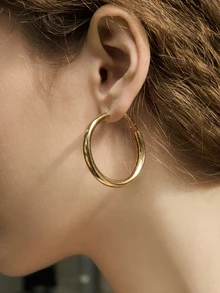 Chunky Gold Hoop Earrings For Women Thick Hoop Earrings Hypoallergenic Gold Hoops Earrings For Women Music Fest - 18k Gold Plated - View 3