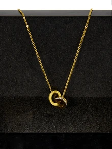 CHICVUE 1 Mảnh Vàng Màu Sang Trọng La Mã Kỹ Thuật Số Mặt Dây Chuyền Đôi Vòng Cổ Zirconia Vòng Cổ Thép Không Gỉ Tròn Cho Nữ Trang Sức - Vàng - Xem 7