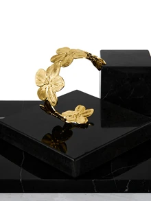 CHICVUE 1pc Fashion Retro Elegant Antique Coin Flower Metal Wide Cuff Bracelet, Adjustable Personalized Layered Wear Gold Bangle, Suitable For Women Summer Beach Party Music Festival Dating Gift Daily Matching Jewelry - Yellow Gold - View 3