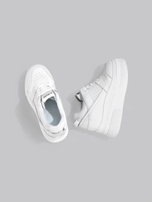 DareSee 春秋季女士增高鞋，坡跟厚底休闲运动鞋，白色，时尚百搭，防滑防水，舒适低帮休闲鞋，适合音乐节、Y2K 节、返校季、秋季、圣诞节、冬季等场合，也是圣诞礼物的理想之选。