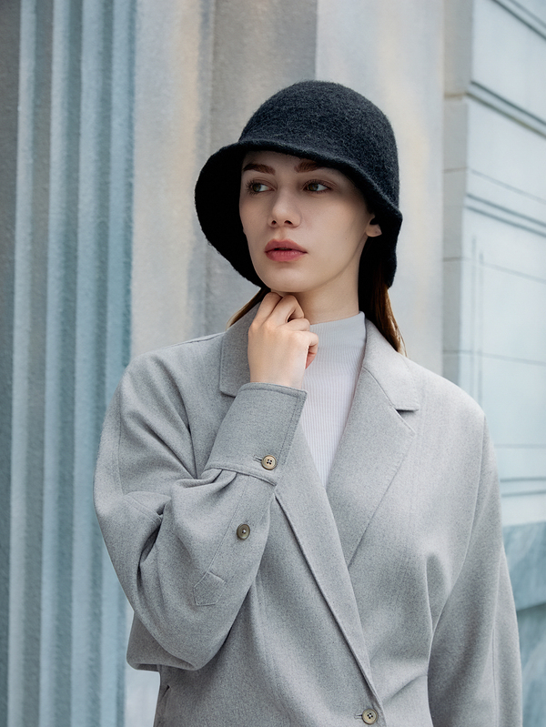 CHICVUE 1pc Women's Autumn/Winter New Wool Bucket Hat, Warm & Face-Slimming Fluffy Knitted Bucket Hat, Versatile & Stylish