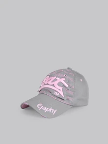 DareSee 1pc Women Letter Graphic Baseball Cap Street Music Fest Y2KFest Back To School Autumn Winter Gifts - Grey - View 2