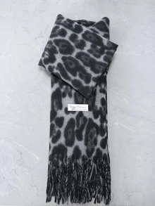 CHICVUE 1 件女士复古豹纹提花仿羊绒围巾，时尚百搭保暖披肩，适合日常搭配冬秋 - 彩色 - 查看 1