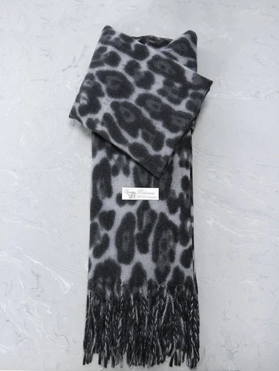 CHICVUE 1 件女士复古豹纹提花仿羊绒围巾，时尚百搭保暖披肩，适合日常搭配冬秋