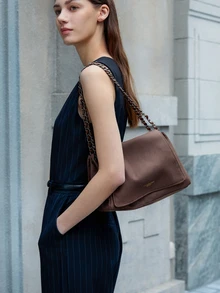 CHICVUE 1 buc. Geantă de umăr cu lanț vintage, maro cafea, toamnă/iarnă, textură la modă, geantă crossbody casual versatilă pentru femei, potrivită pentru naveta zilnică, întâlnire, cadou