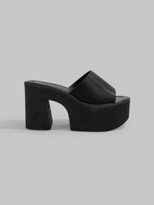 DareSee Sandales de mode décontractées à semelle épaisse et ouvertes pour femmes, élégantes pantoufles à porter au quotidien, cadeaux de Noël - Noir - Voir 2