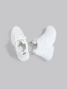 DareSee Women's Platform Casual Sneakers White Shoes Music-Fest Y2K-Fest Back To School Autumn Winter Gifts - White - View 2