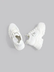 DareSee Versatile Casual Outdoor Women Shoes, Fashionable Lace-Up Ladies Platform Thick Sole Sneakers Gifts - Beige - View 2