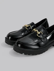 DareSee Women's Casual Fashion Comfortable Loafer High Heel Shoes Music Fest Y2KFest Autumn Winter Gifts - Black - View 5