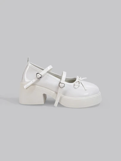 DareSee Witte Mary Jane-flats, geïnspireerd op feeën, veelzijdige vintage stijl, flatterend voor kleine vrouwen, plateauzool, geschikt met rokken, zomer 2025 nieuwe collectie Music Fest Y2KFest Terug naar school Herfst Kerstmis Kerstmis Winter Kerstcadeaus