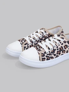 DareSee 女士时尚运动鞋，白色鞋面搭配豹纹彩色鞋带，低帮厚底运动鞋，休闲百搭户外运动鞋，适合音乐节、Y2K音乐节、返校季、秋冬季节等场合，也是音乐节的理想礼物。 - 棕色 - 查看 5