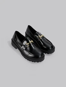 DareSee Women's Casual Fashion Comfortable Loafer High Heel Shoes Music Fest Y2KFest Autumn Winter Gifts - Black - View 3