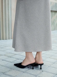 CHICVUE Zapatos tipo zueco sin cordones para mujeres, con lazo, punta cerrada, punta puntiaguda, escote bajo, elegantes zapatos de tacón alto, estilo europeo y americano, para la temporada de otoño