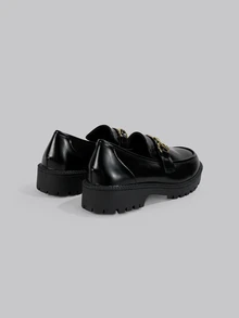 DareSee Women's Casual Fashion Comfortable Loafer High Heel Shoes Music Fest Y2KFest Autumn Winter Gifts - Black - View 4