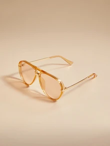 Glizzene 1 chiếc kính phi công thời trang gọng lớn cổ điển unisex, kính gọng kim loại phong cách đường phố thanh lịch, phù hợp cho kỳ nghỉ hè, hoạt động ngoài trời, du lịch, ngày lễ tình nhân hoặc đám cưới. - Rượu sâm banh - Xem 4