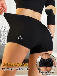 Women's Seamless Hipster Panties, Low-Rise Briefs, Soft & Sexy Underwear, Black Shorts, Butt-Lifting Panties, Breathable Fabric, Minimalist Shaping Sports Briefs, Shapewear, Suitable For Summer Dresses - Black - View 2