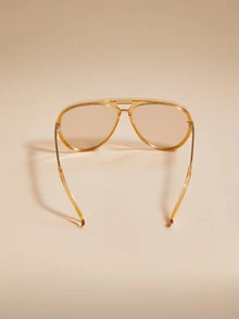 Glizzene 1 chiếc kính phi công thời trang gọng lớn cổ điển unisex, kính gọng kim loại phong cách đường phố thanh lịch, phù hợp cho kỳ nghỉ hè, hoạt động ngoài trời, du lịch, ngày lễ tình nhân hoặc đám cưới. - Rượu sâm banh - Xem 5
