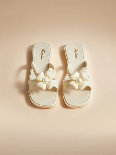 Glizzene 女士平底凉鞋，时尚新款秋季鞋履，白色珍珠凉鞋，简约百搭方头白色凉鞋，软底露趾女士凉鞋，夏季休闲女士拖鞋，户外沙滩女士凉鞋，夏季促销优雅女士鞋履，旅行度假女士鞋履，女士拖鞋，女士凉鞋，女士鞋（鞋码偏小两码）情人节婚礼