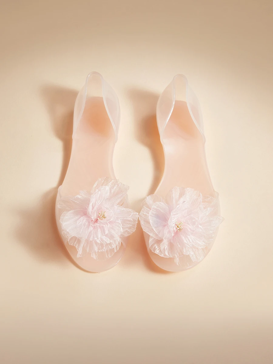 Glizzene 女士夏季平底花朵凉鞋，海滩旅行度假果冻鞋，水晶塑料沙滩拖鞋，露趾一脚蹬