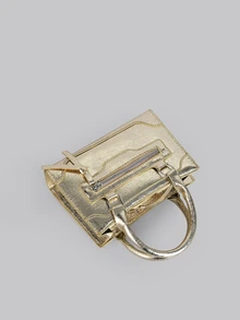 DareSee Bolso de mano vintage de unicolor y de moda, regalo para el festival de música, festival Y2K, regreso a la escuela, otoño e invierno - Dorado - Ver 4