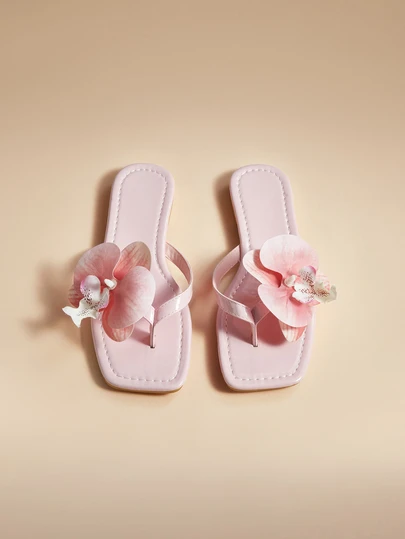 Glizzene Floral Beach Sandals, 2025 New Flat Slippers For Women, Comfortable Holiday Style, Plus Size Ladies Casual Outdoor Slide Sandals Valentine's Day Wedding Wedding