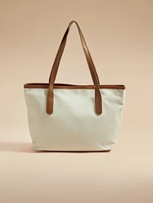 Glizzene Bolsos de mujer de estilo campus europeo-americano con gran capacidad, bolsos de hombro, bolsos cruzados para el verano, bolsos de compras de moda con bloques de color para la playa, compras, salidas casuales, Día de San Valentín, boda - Marrón - Ver 3