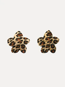 TuEzra 1 par de pendientes de diseño floral vintage para mujeres - Estampado de leopardo - Ver 1