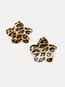 TuEzra 1 par de pendientes de diseño floral vintage para mujeres - Estampado de leopardo - Ver 3
