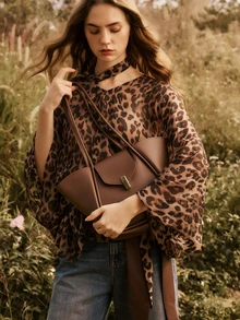 Glizzene 2025时尚高品质大容量托特包，休闲简约单肩包，适合旅行 - 咖啡棕 - 查看 2