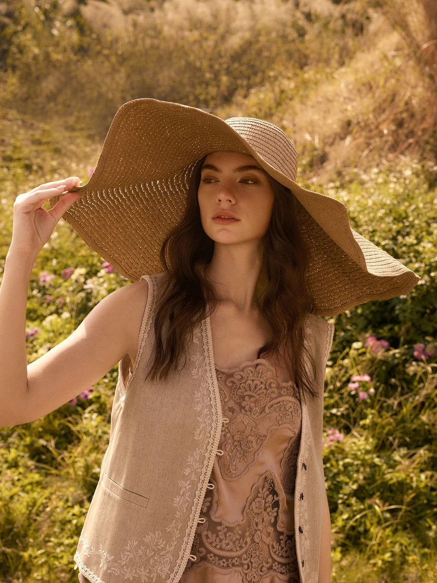 Glizzene 1 件女士大檐纯色太阳帽，透气舒适，适合夏季钓鱼、骑自行车、户外和海滩使用