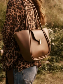 Glizzene 2025时尚高品质大容量托特包，休闲简约单肩包，适合旅行 - 咖啡棕 - 查看 5