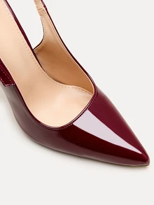 TuEzra 2025秋冬季女士镜面材质搭扣细高跟鞋，酒红色，2024新款，优雅，女士浅口鞋，尖头高跟鞋 - 酒紅色 - 查看 7