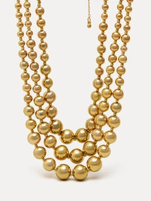 TuEzra Beaded Layered Necklace Valentine's Day - Yellow Gold - View 6