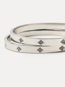 TuEzra 防水奢华彩色方晶锆石手镯不锈钢开口手链手镯 18k 镀层时尚珠宝女士 - 銀色 - 查看 6