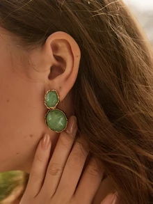 Glizzene 树脂水滴耳环 情人节 婚礼 - 綠色 - 查看 5